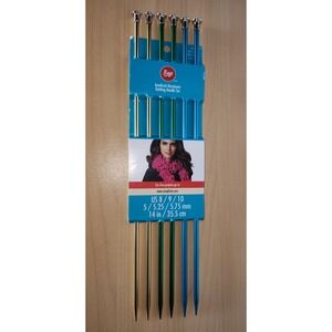 Boye Anodized US 14" Aluminum 6pc Knitting Needle Set US 8-9-10~NEW IN PACKAGE‎